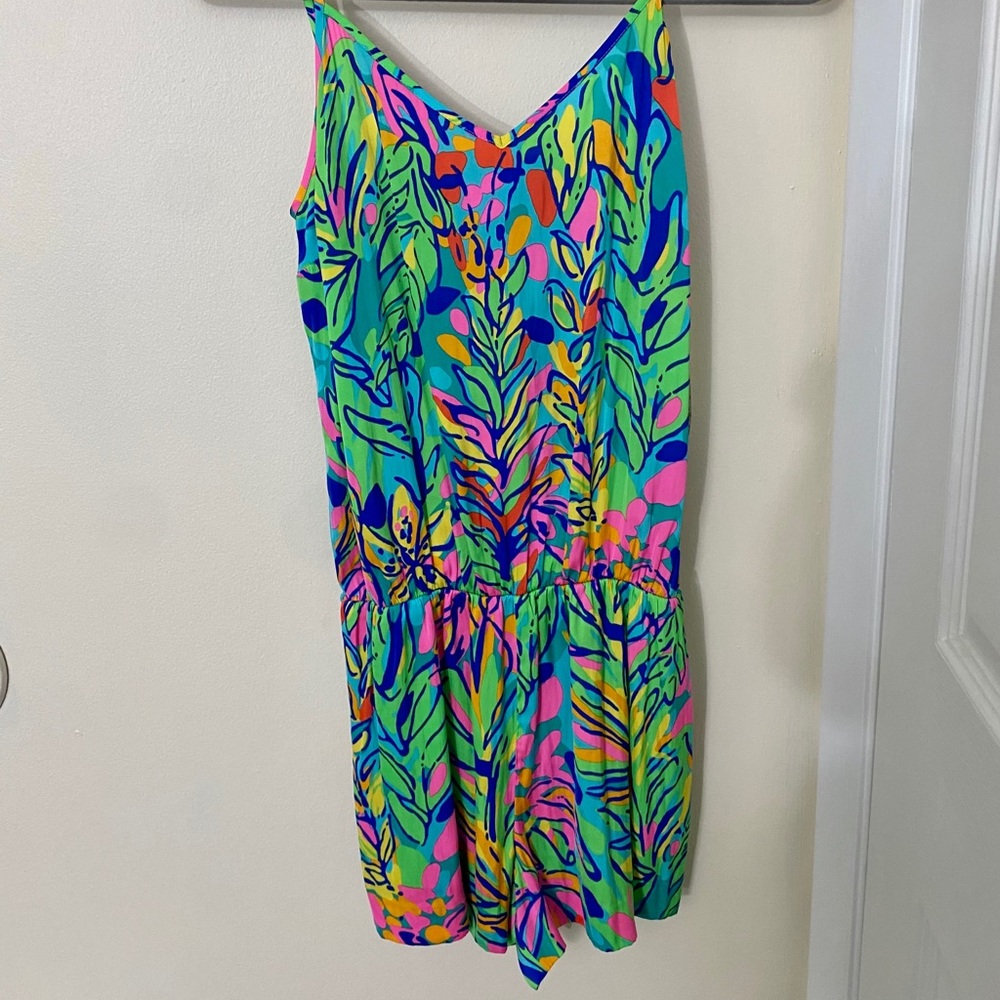 Lilly Pulitzer Deanna Tank Top Romper in Hot Spot